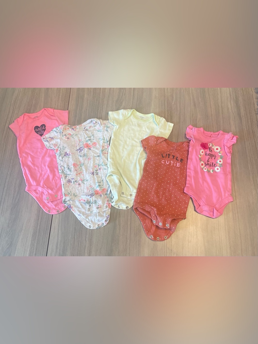 6 Month Baby Girl Onesie Bundle – 5 Piece Lot